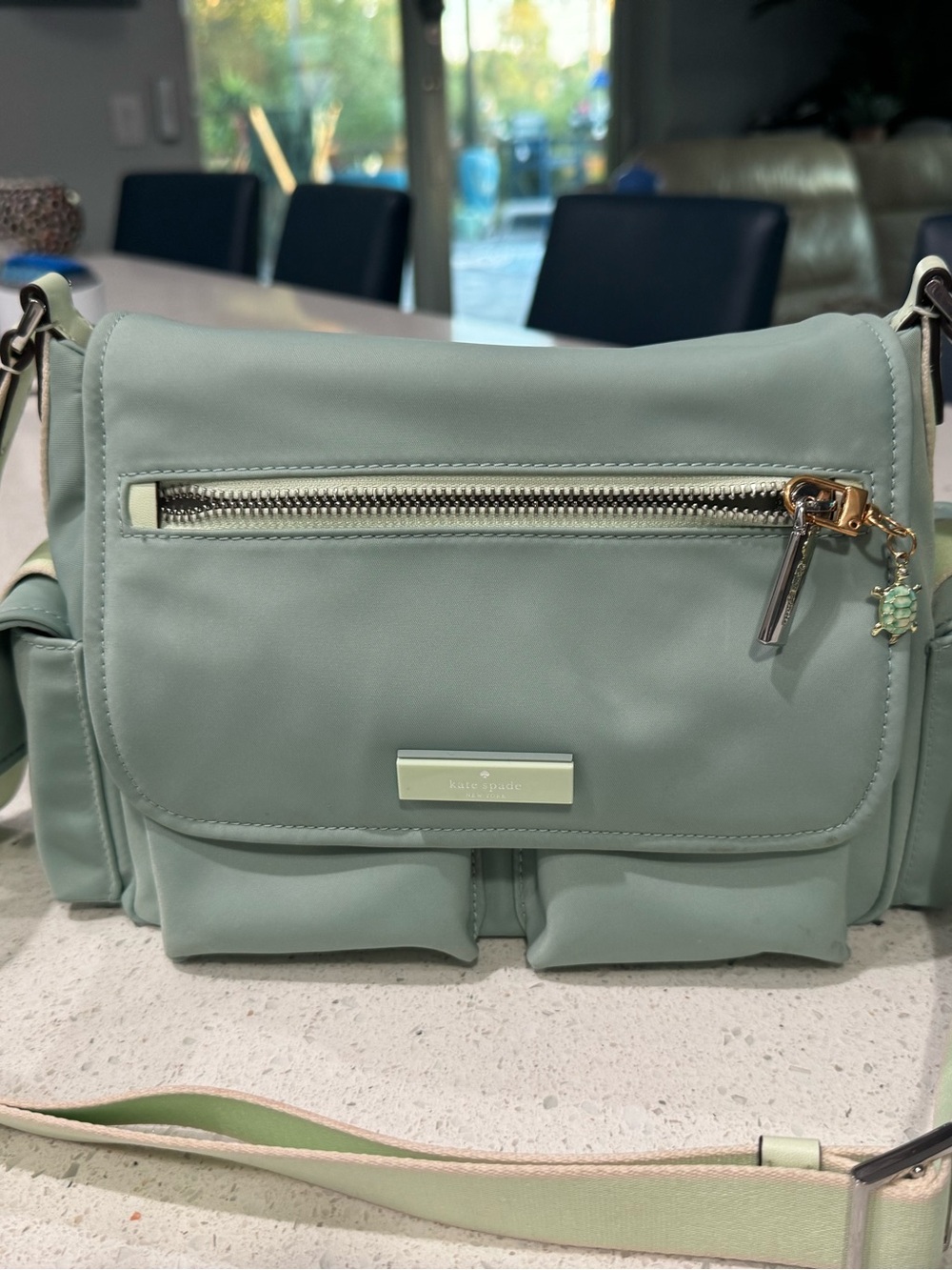 Kate Spade Carter Ksnyl Cargo Messenger Bag Aventurine Multi Light blue
